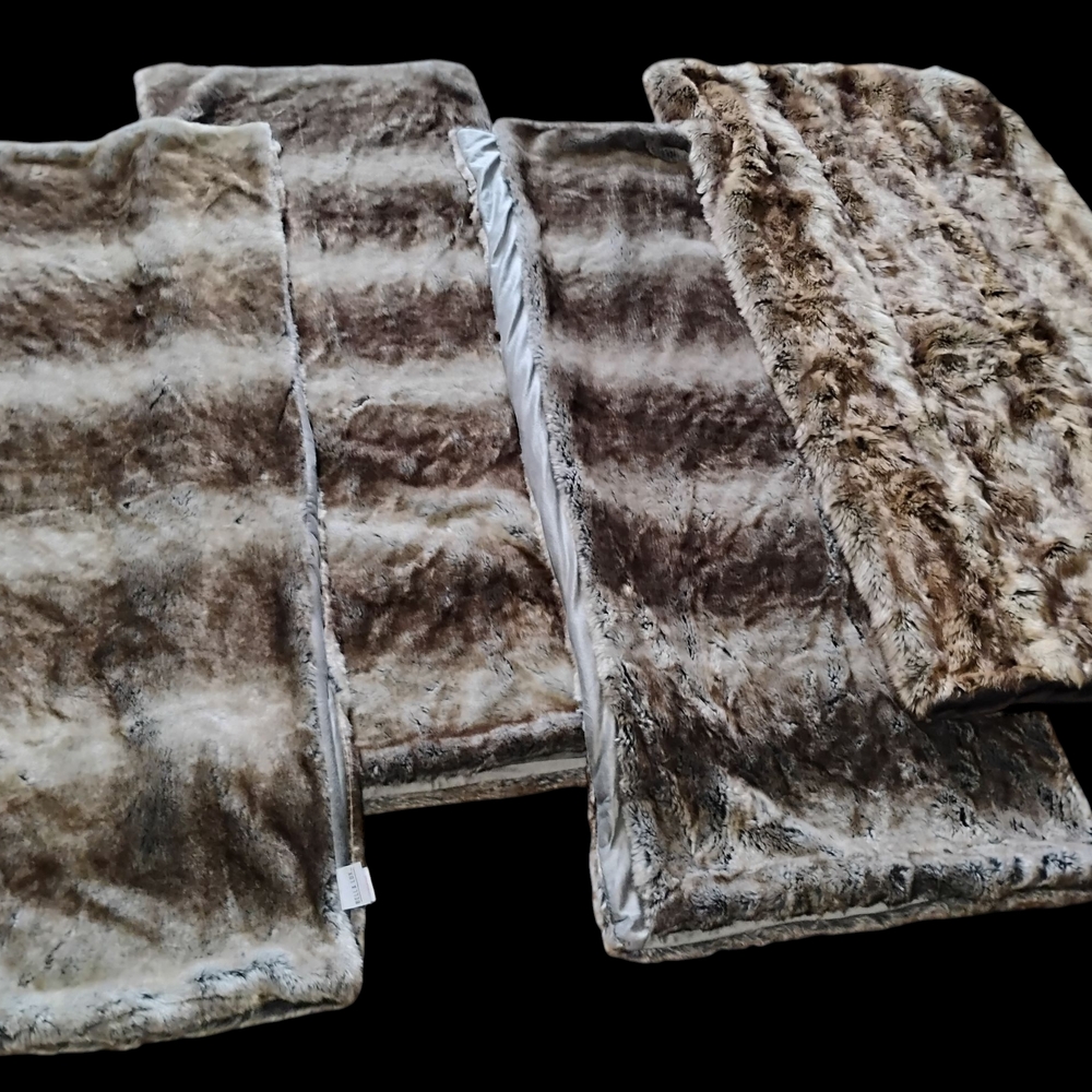 Luxurious Faux Fur Throw Blanket - Brown and Cream